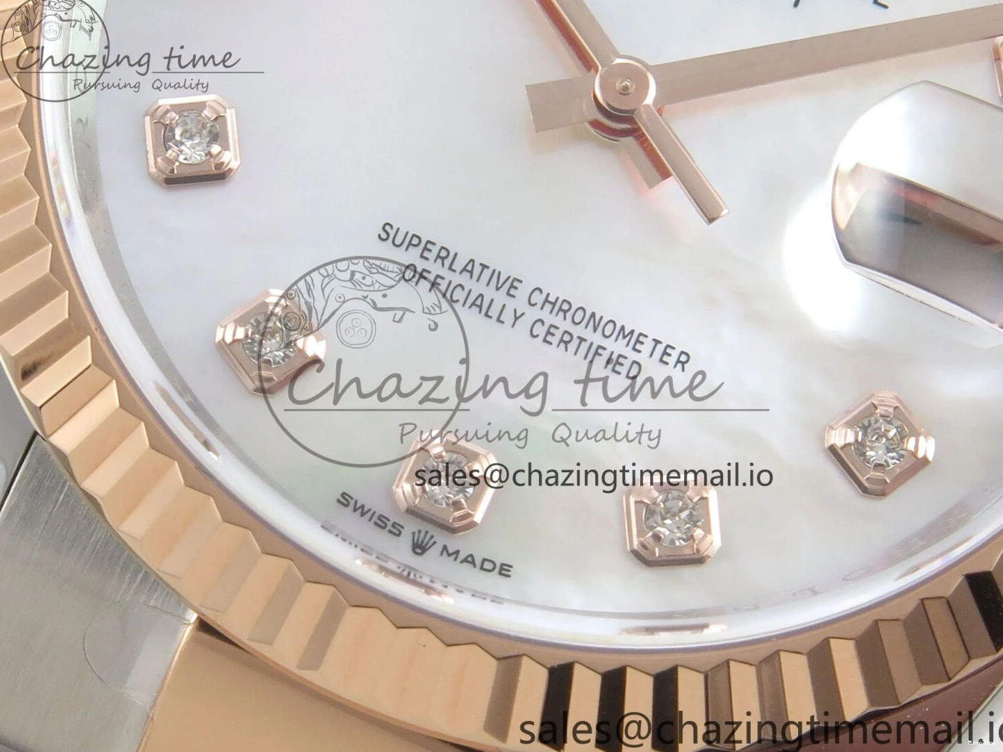 MiroTime 0426 FastDry DateJust 36 SS RG ARF 1:1 Best Edition 904L Steel White MOP Diamonds Dial on Oyster Bracelet SH 57